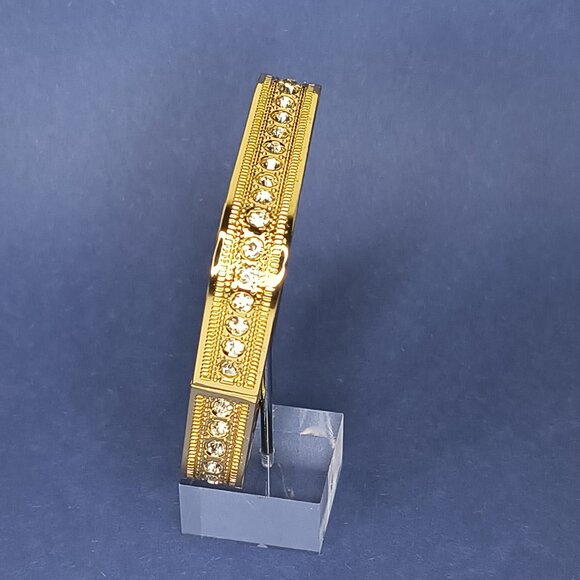 Hinged Rectangle Chunky Bangle Cuff Bracelet Casual Statement Glam Diva Size 7" - Picture 6 of 7